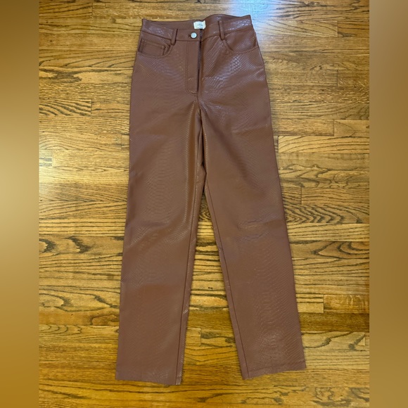 Aritzia Melina Python pants in patina brown size 4 like new - Picture 2 of 7